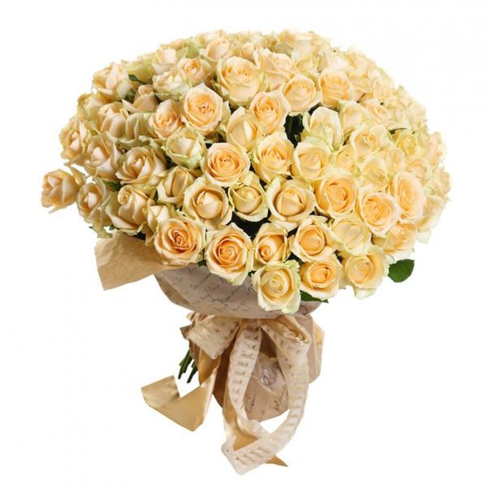 Букет из 51 кремовых роз Пич, длина 60см
